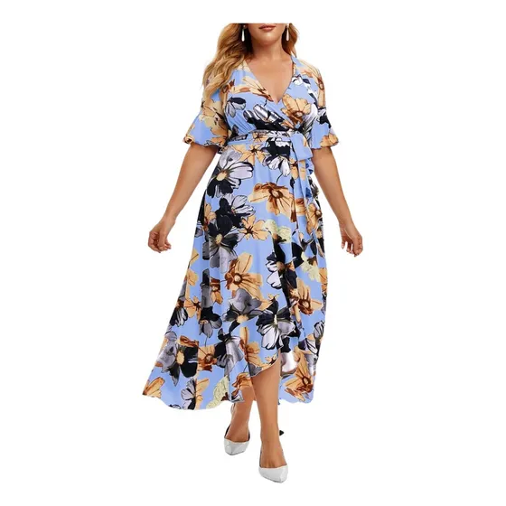 Maxi Vestido De Gordita Bohemio Con Estampado De Camuflaje