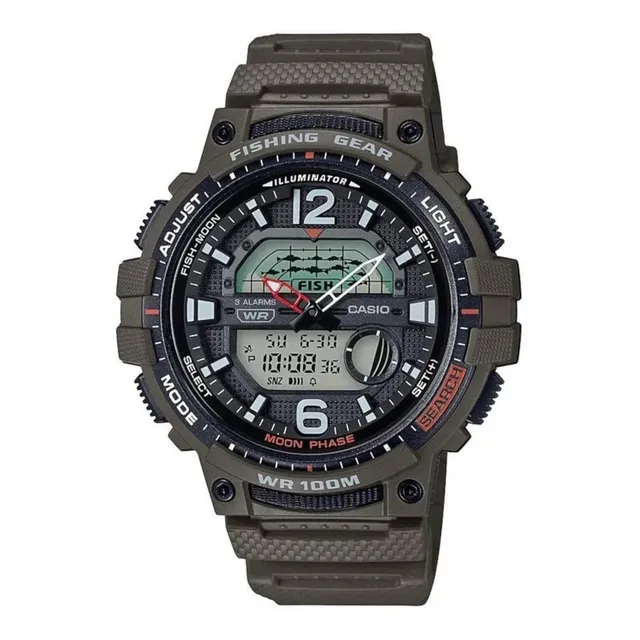 Reloj Casio Hombre Wsc-1250h-3av Fishing® 5 Niveles Pesca 