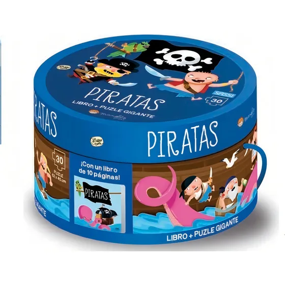 Piratas - Puzzle Gigante 30 Piezas + Estuche + Libro