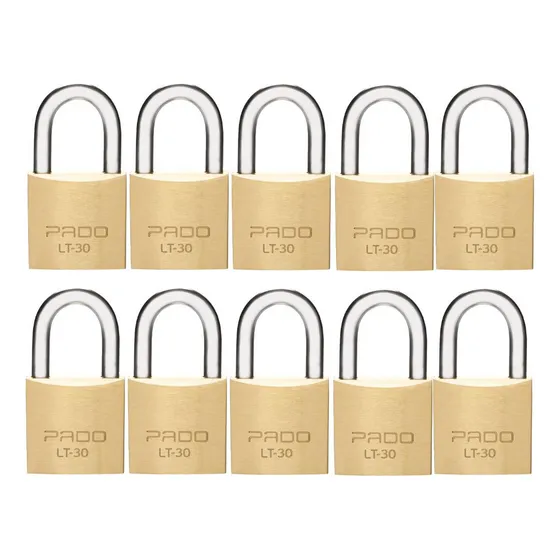 Cadeado Pado 30mm Com Mesmo Segredo 10 Unidades Mesma Chave Cor Dourado