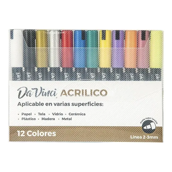 Set De 12 Marcadores Acrílicos Da Vinci