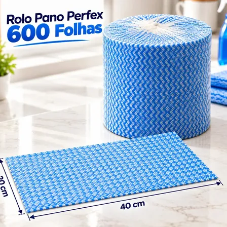 Rolo Pano Multiuso Tipo Perfex 600 Folhas Picotado Descartável Absorvente Azul Bobina Pano De Limpeza Destacáveis Flanela Toalha Pano De Prato Doméstico Industrial Macio Leve Limpa Tudo