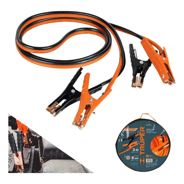 Cable Pasa Corriente Para Auto 3m, 225 A, 8 Awg, Truper