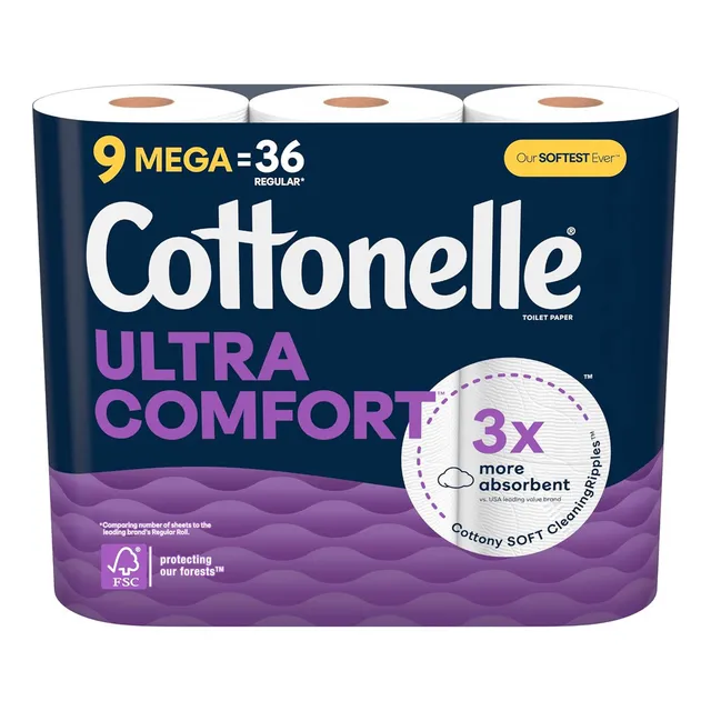 Papel Higiénico Cottonelle Ultra Comfort, 9 Mega Rollos (9 M