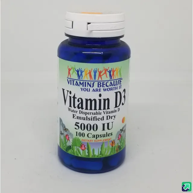 D3 125mcg 5000iu - 100 Softgels Vitamin Because Sabor Sin Sabor