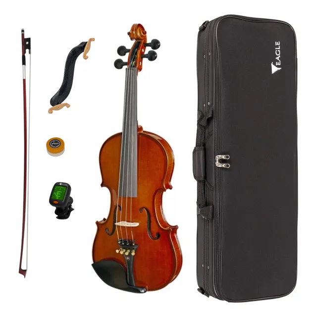 Kit Violino Eagle Ve144 4/4 Envernizado+ Espaleira+ Afinador