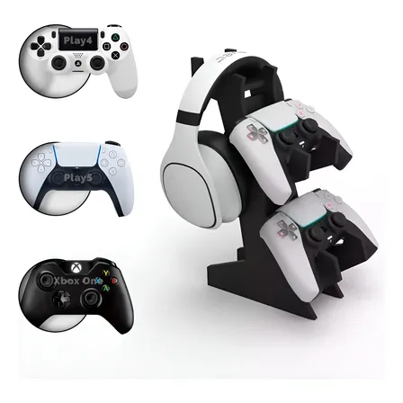 Porta Controle De Videogame Suporte Gamer Para Ps5 Ps4 Xbox Preto