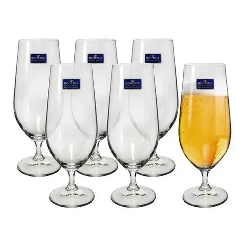 Taça Cerveja Chop Cristal Bohemia 380ml Jogo 6 Unid Cor Transparente