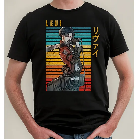 Remera Attack On Titan Levi Ackerman 008 (negra:) Ideas Mvd