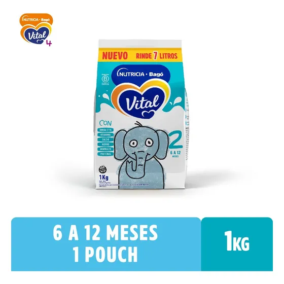 Vital 2 Leche En Polvo Pouch 1 Kg Nutricia Bago Sabor Sin sabor
