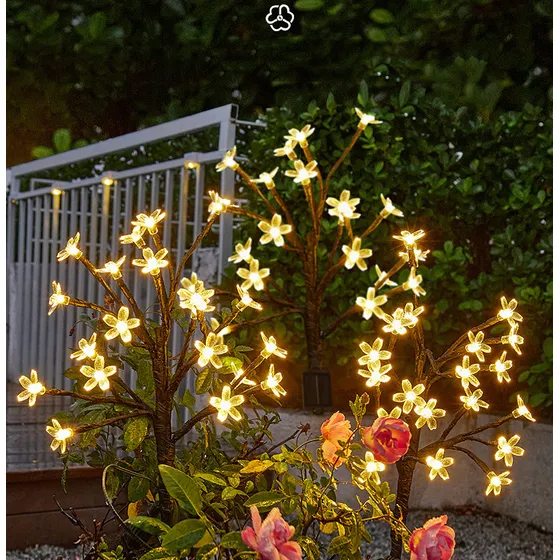 Árbol Estaca Luz Solar Exterior Jardín Cálida 20 Leds X 2uni