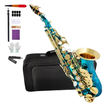 Sax Alto Vedo Latão Bb, Kit Completo Com Estojo E Limpeza Azul