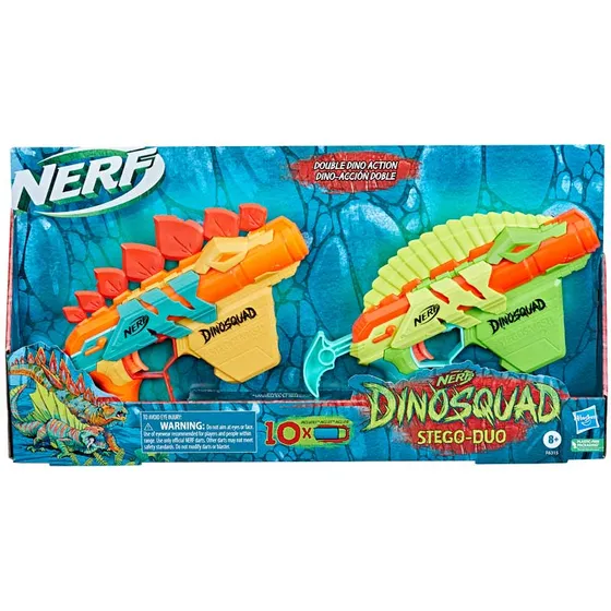 Nerf Dinosquad Stego-duo, 2 Lanzadores, 10 Dardos Nerf Elite