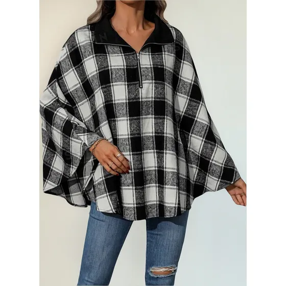 Chaqueta Capa Con Cremallera Y Manga De Murciélago