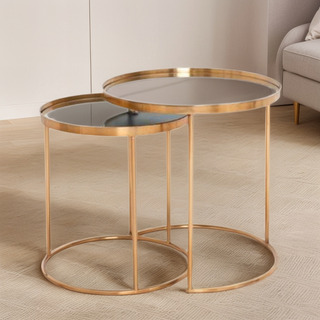 Mesa Lateral Conjunto Com 2 Mesas Lateral Dourada Preta Bran Mesa Lateral Conjunto Com 2 Mesas Lateral Dourada Preta Bran