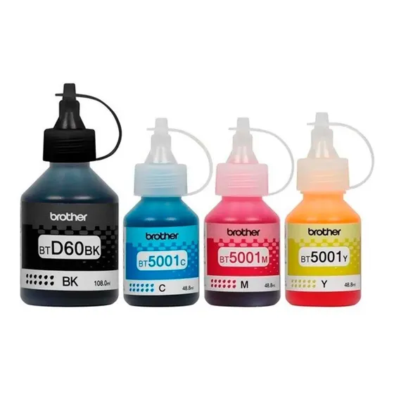 Botellas Tintas Originales Brother Bt5001 + Btd60bk Cmyk