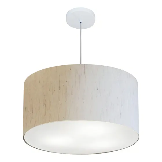Lustre Pendente Cilíndrico Md-4101 Cúpula em Tecido 60x30cm Linho Bege - 127/220V