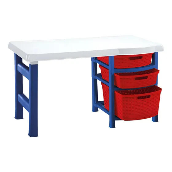 Escritorio Infantil Rimax 3 Cajones Azul Y Rojo