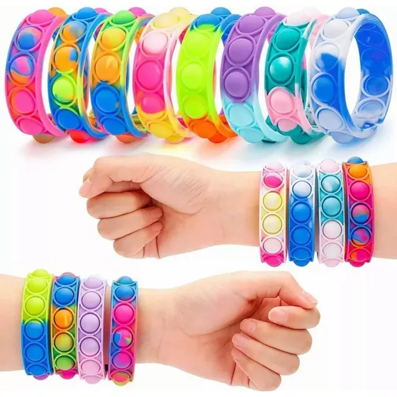 Pulseras Pop It Goma Sensorial Fidget Toy Antiestrés Multicolor
