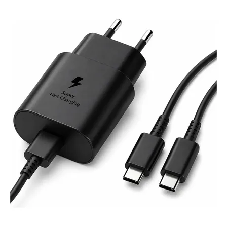 Carregador Turbo Usb-c Para Samsung A15 A34 S23 S24 Ultra Preto