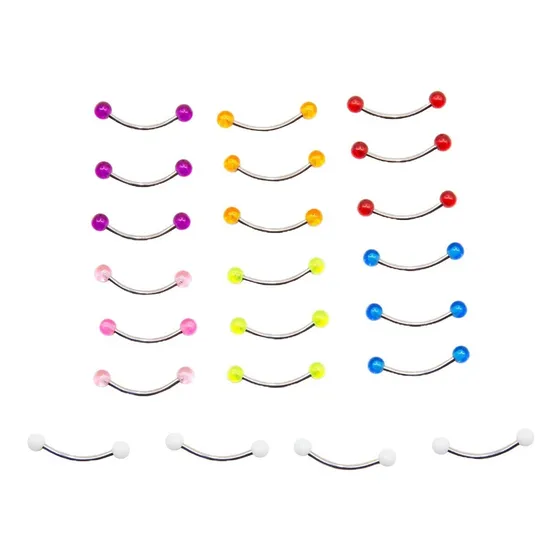 Piercing Mbb Acrilico Uv Color 1.2x12x3 Mix Colores 10 Unds