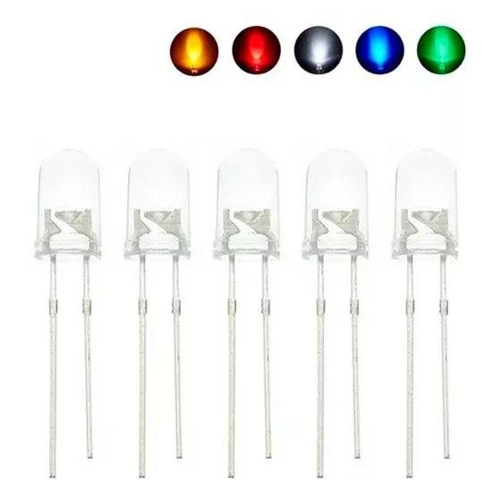 Kit Led Alto Brilho 5mm 100 Und Cores Variadas Luz 20 Un Cada Cor