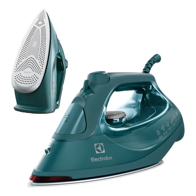 Ferro de Passar Seco e vapor Electrolux antiaderente base cerâmica vapor vertical extra 1500W Cabo 1.95m verde escuro ESI80 220v