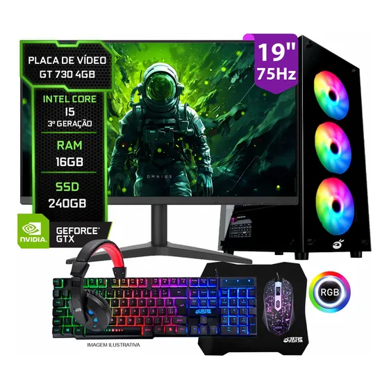 PC Gamer Completo Setup Ninja Shadow II, Intel Core i5, 16GB RAM, SSD 240GB, Placa de Vídeo 4GB