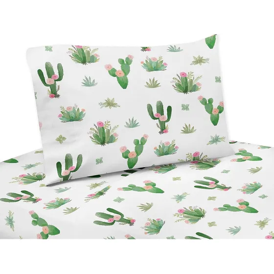 Juego De Sábanas Tamaño Individual De Acuarela Boho Rosa