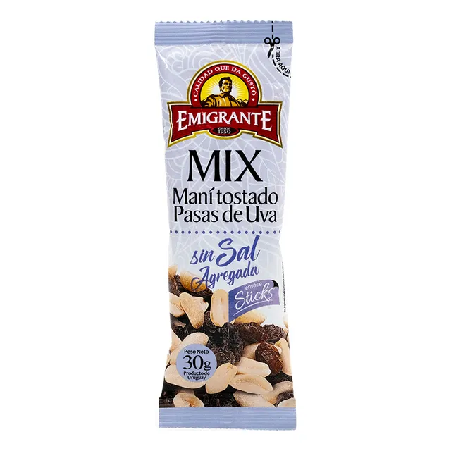 Stick Mix Emigrante Maní Sin Sal Y Pasas 30g Ub