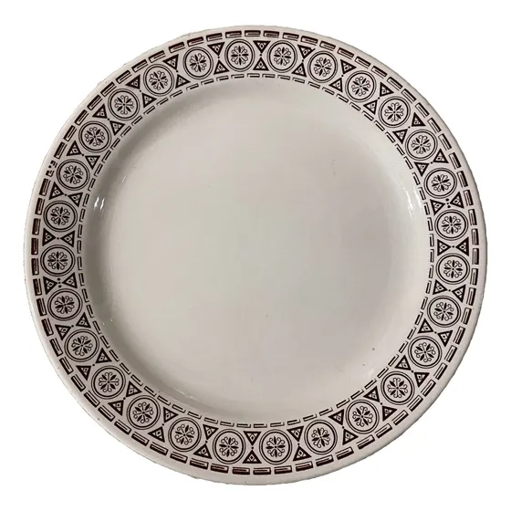 10 Platos Playos Cerámica Lozadur Festival Perfecto Estado Blanco Geométrico