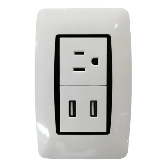 Toma Corriente Con Usb Moderna Blanco 127/250v 15a Lumistar
