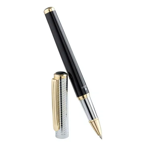 Caneta Crown Regent Roller Cor Preta E Prata E Tinta Preta