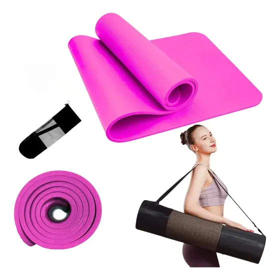 Mat De Yoga Alfombra Espesor 15mm Extra Gruesa +bolso+strap Color Rosa