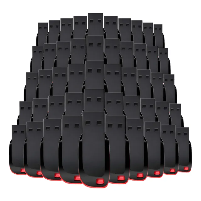 Kit 50 Memoria Usb Sandisk Cruzer 16gb Blade 2.0 Negro/rojo