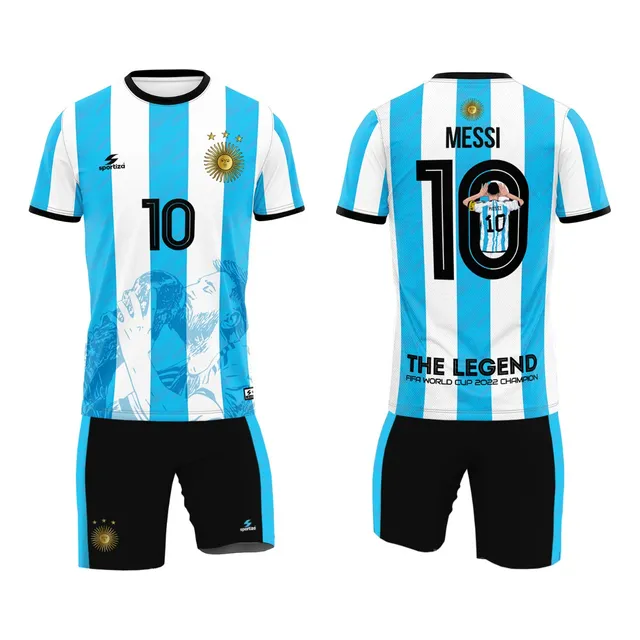 Kit Uniforme Infantil Messi Argentina Camisa E Shorts