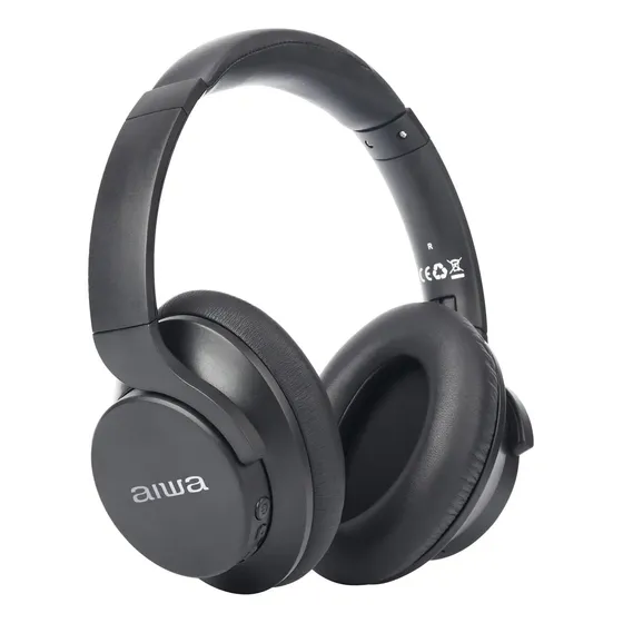 Audifonos Bluetooth Over Ear Aiwa Noise Cancelling Knc1090l Color Negro Luz Azul
