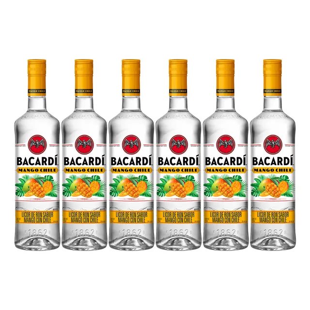 Pack De 6 Licor De Ron Bacardi Mango Chile 750 Ml