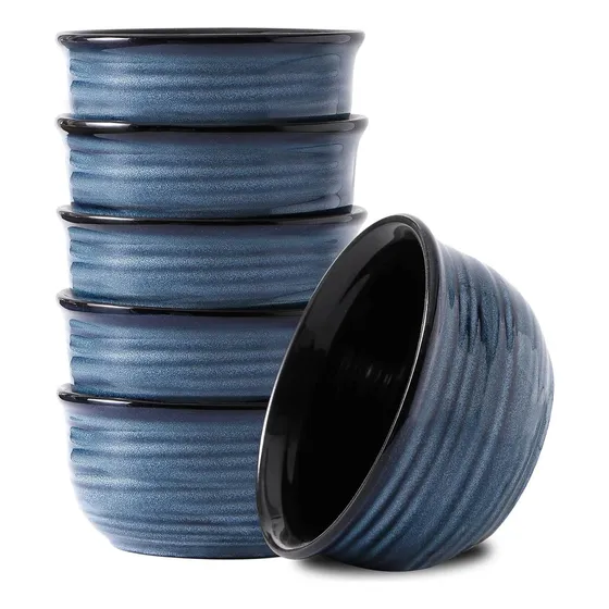 Cuencos Hasense, De Porcelana, Cap 591 Ml, Blue, 6 Piece [u]