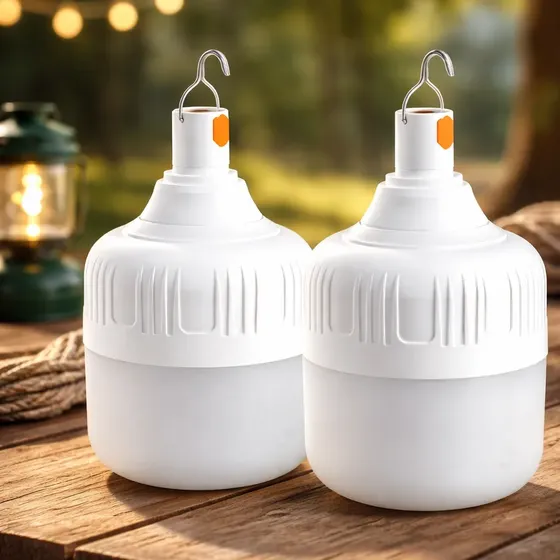 2 Piezas Bombilla Led De Emergencia Recargable 20w Blanco Fr Blanco Neutro