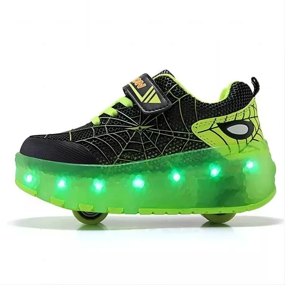 Patines Spider-man For Niños Con Luz Led Y Tapa Extraíble