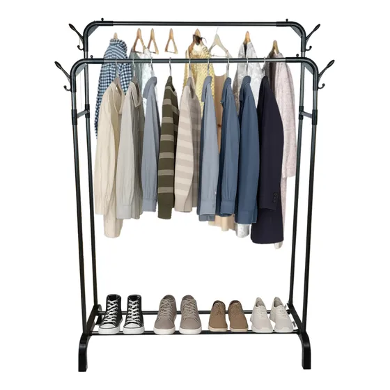 Arara Closet Duplo Com Sapateira De Metal Organizador Roupas