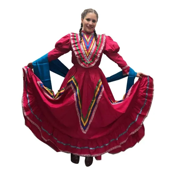 Vestido Jalisco Extra Grande Mujer Traje Típico Mdio Vuelo