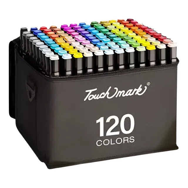 Canetas Permanentes 120 Cores Vibrantes Ponta Dupla C/ Bolsa Fast Plug