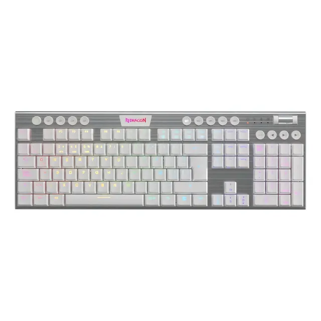 TECLADO MECÁNICO REDRAGON HORUS WHITE FS K618W-RGB WIRELESS COLOR DEL TECLADO BLANCO IDIOMA ESPAÑOL