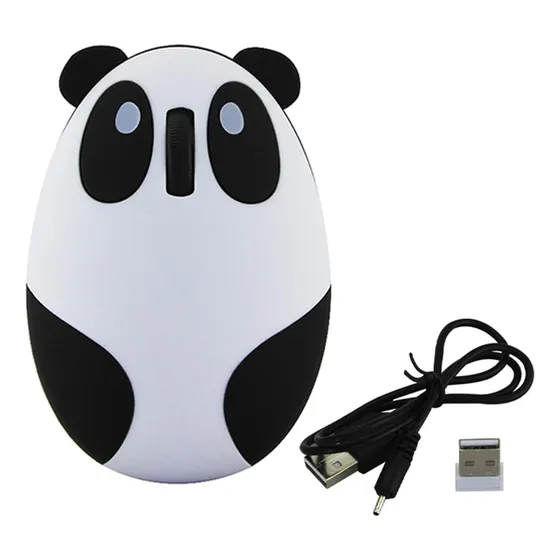Rato Panda Sem Fio - Mini Usb, Luz 3 Cores, 24g