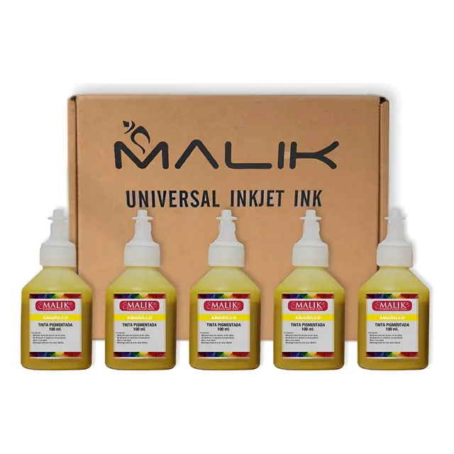 Embalaje 05 Botellas Tinta Pigmentada Amarilla 100ml Premium