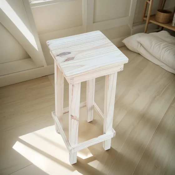 Banqueta De Pino 75cm Estilo Rustico Taburete 