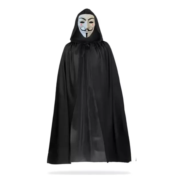 Capa + Mascara Anonymous Hacker Disfraz Halloween