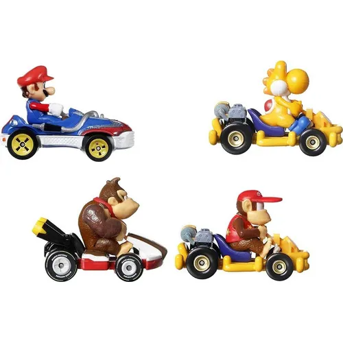 Hot Wheels Mario Kart 4 Pack Orange Yoshi Diddy Kong Donkey